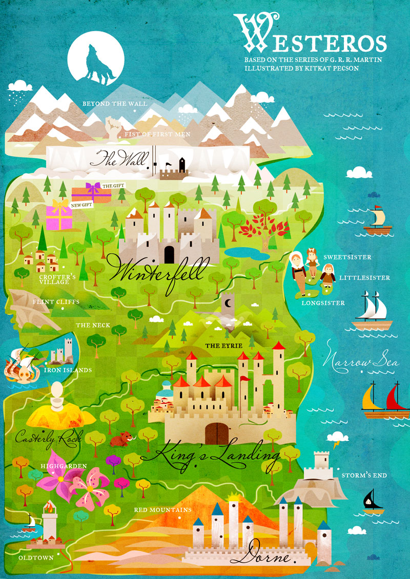Illustration for article titled Stylized Game of Thrones maps make Westeros and Essos look like pleasant places to vacation